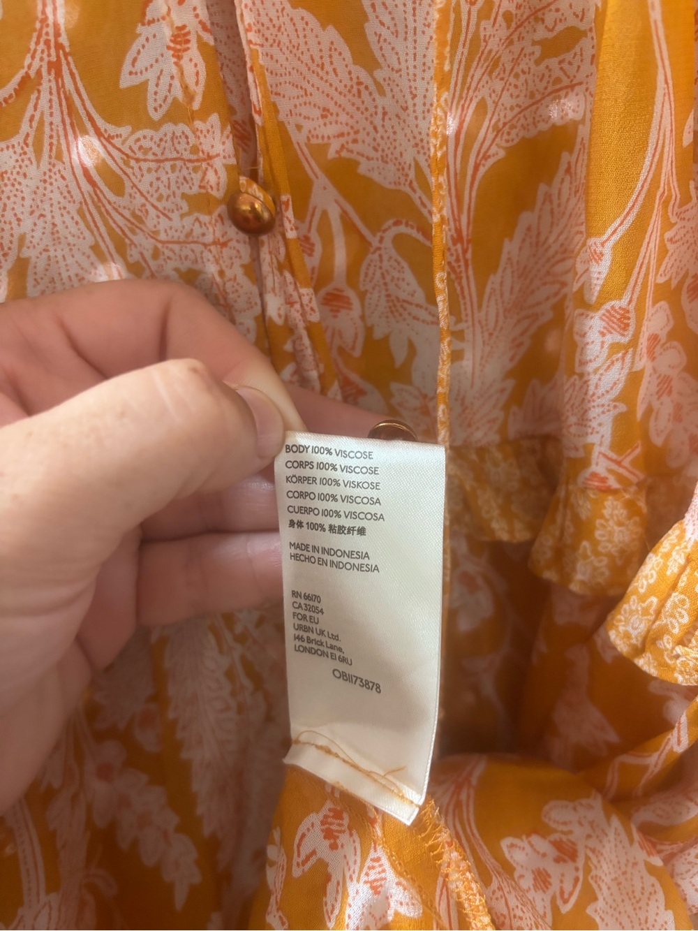 Anthropologie Mia Boho Mustard Floral Ruffle Tiered Flowy Tunic Top Size XS - Picture 6 of 6